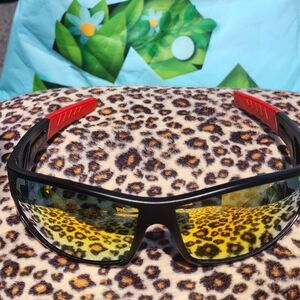 Black and Red Sunglasses with Yellow Lenses